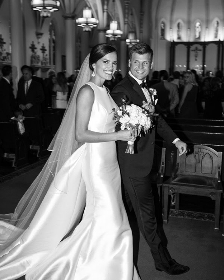 Photo of the real bride and groom in black and white