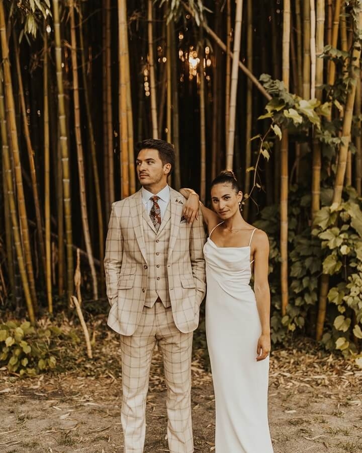 Photo of the real bride and groom posing
